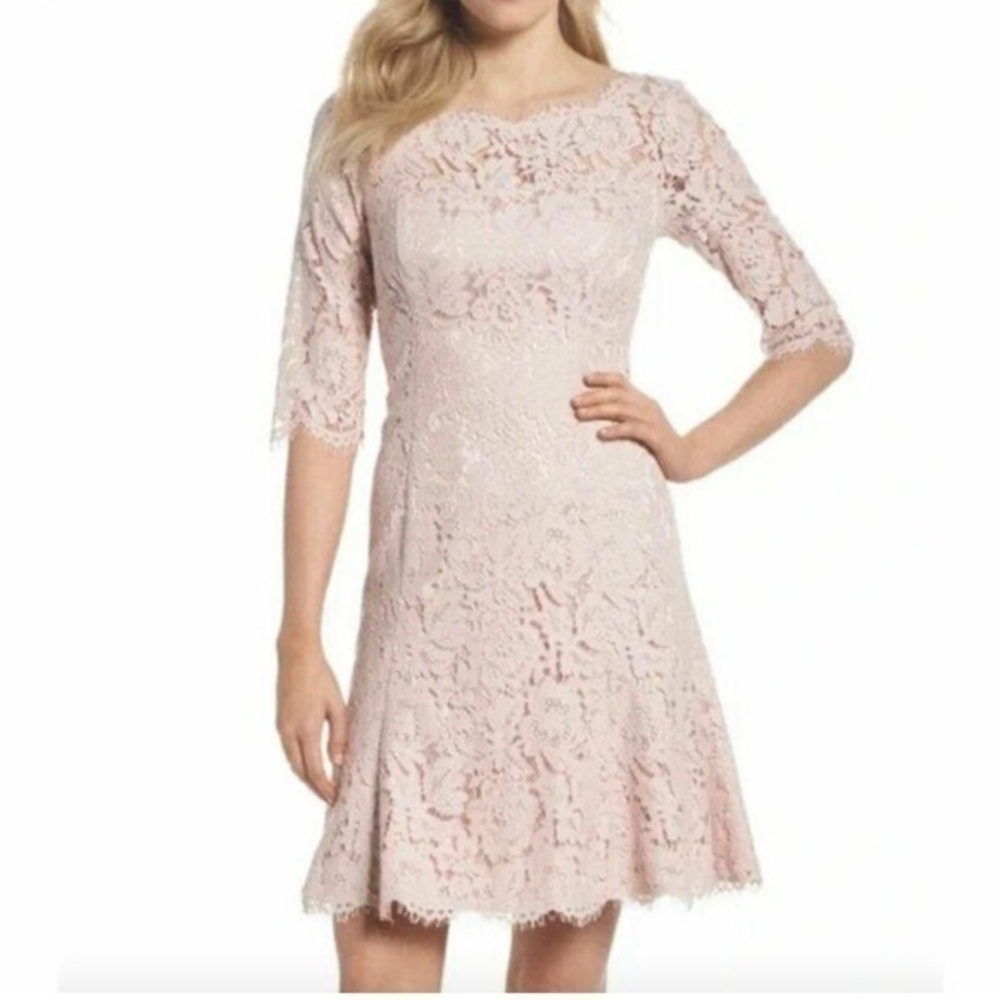 Eliza J blush pink lace overlay dress NWT size 14